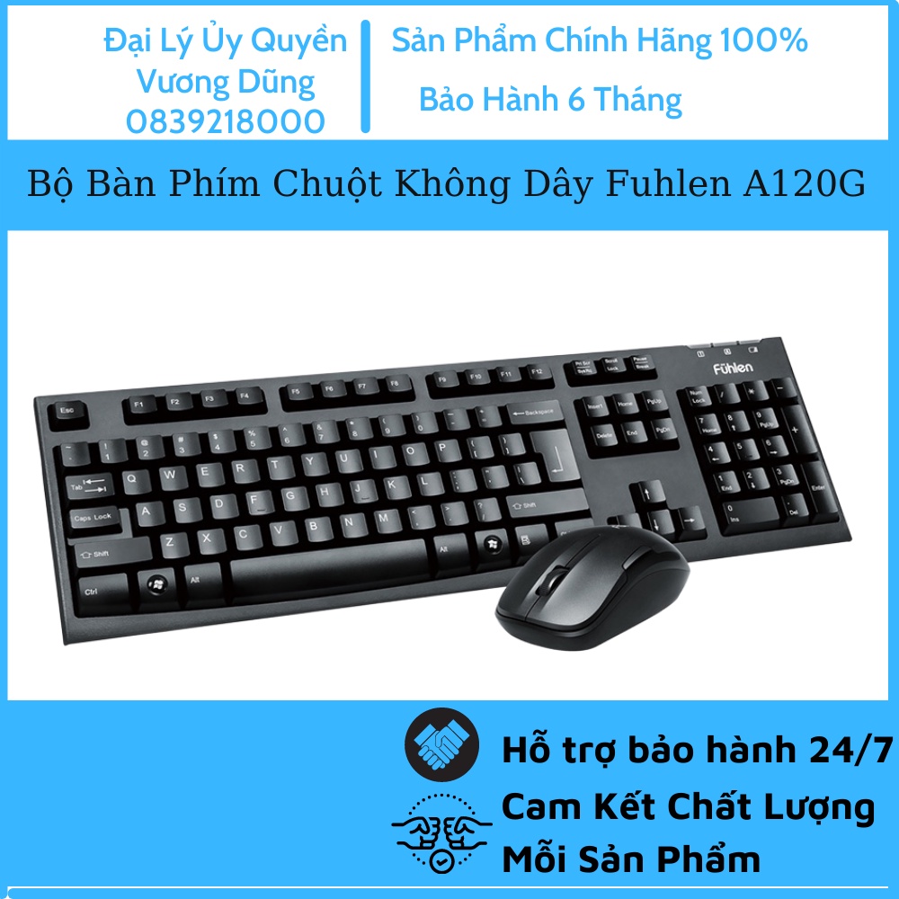 Bộ Bàn Phím Chuột Không Dây Fuhlen A120G Chính Hãng