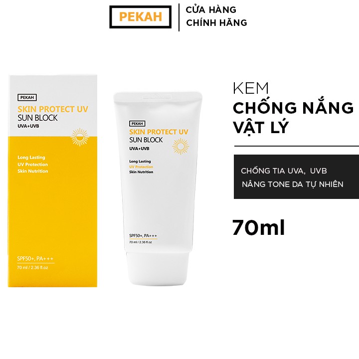 [Mã Giảm 90K Đơn 299K] Kem Chống Nắng Vật Lý PEKAH Skin Protect UV Sun Block SPF 50+ PA+++ 70ml