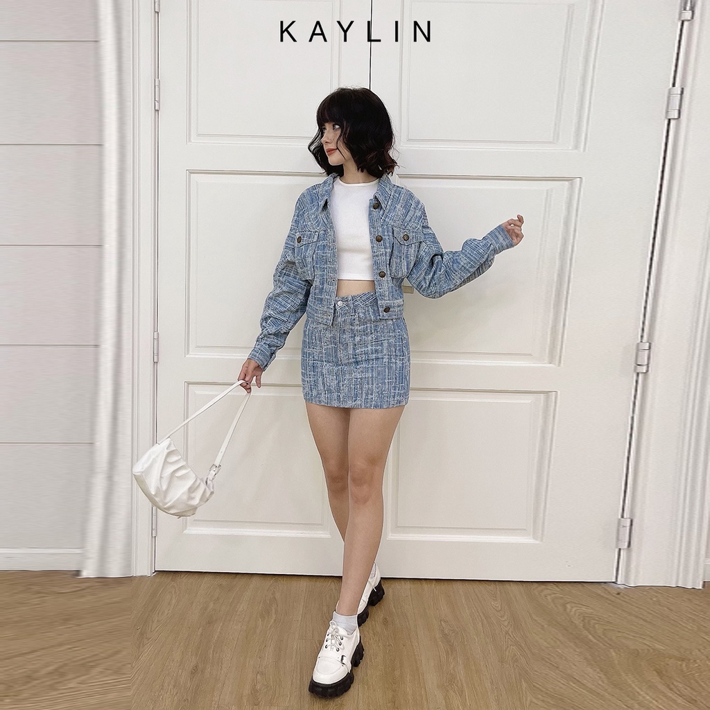 Chân váy jean kẻ N1739 - KAYLIN