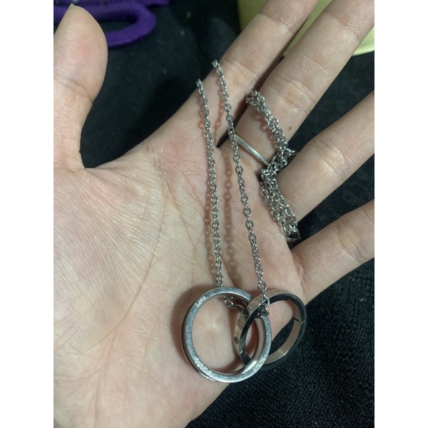 Dây chuyền Love đan lại với nhau đính đá trắng nhỏ siêu sáng Ms:313