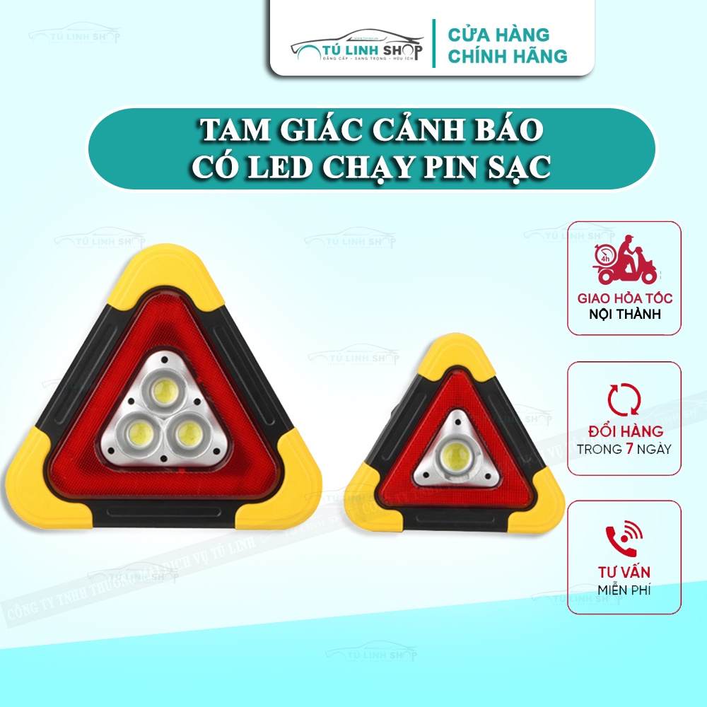 Biển tam giác cảnh báo có đèn LED chạy pin sạc và năng lượng mặt trời
