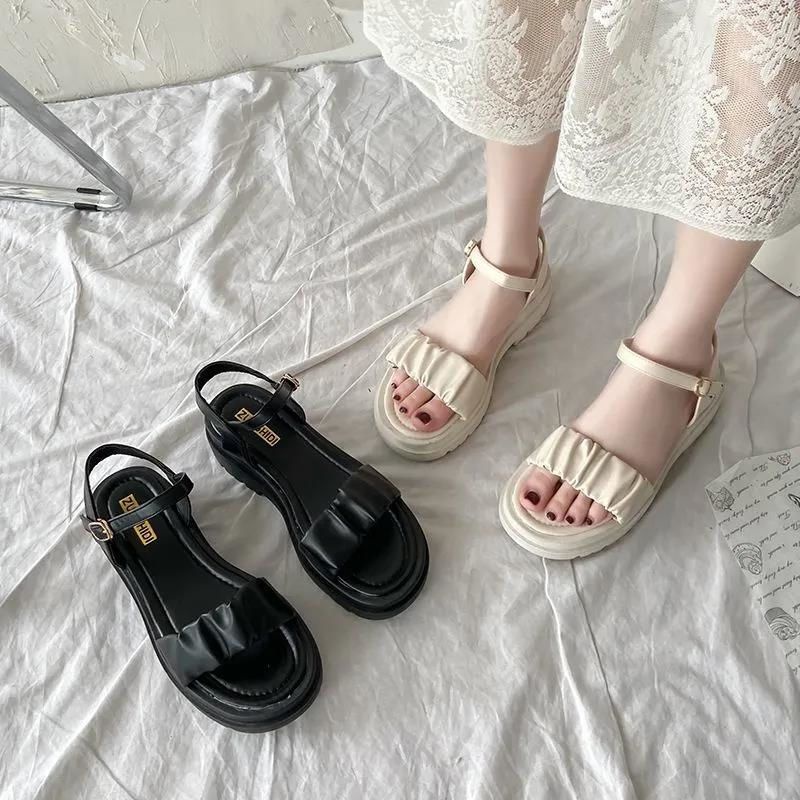 DÉP SANDAL ĐẾ DÀY QUAI NGANG NHÚN BÈO, DÉP QUAI NGANG NỮ SINH TRẺ TRUNG