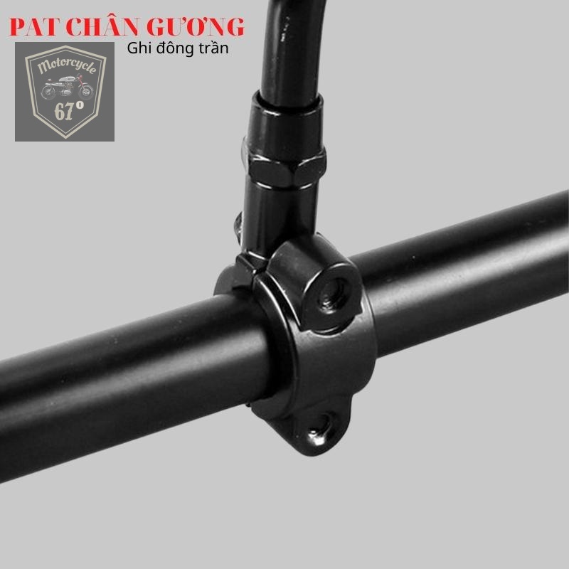 Pat gắn chân gương 10mm, cùm săt sơn đen gắn gương chiếu hậu cho ghi đông trần 22mm
