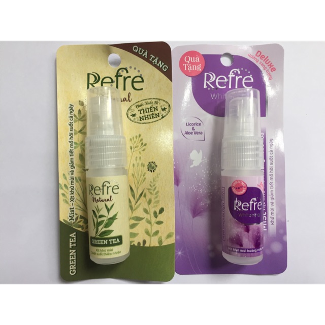 Xịt khử mùi Refre Natural hương nước hoa refre 6ml hương trà xanh (green tea) hoặc hương sang trọng (deluxe)