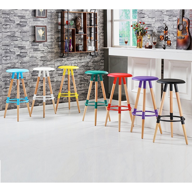 Ghế Quầy Bar 07 - Ghế Cafe Chân Gỗ Sồi Cao Cấp