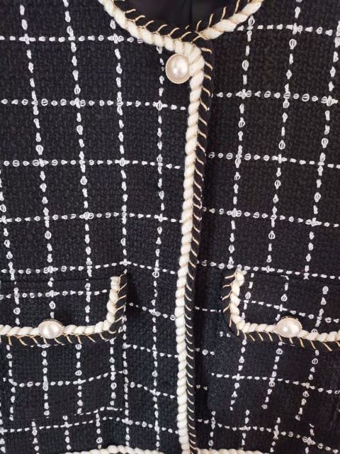 Áo khoác dạ tweed cổ tròn cúc ngọc viền thêu dáng ngắn hàng đẹp (dài 54cm) [ảnh thật 4-9] | BigBuy360 - bigbuy360.vn