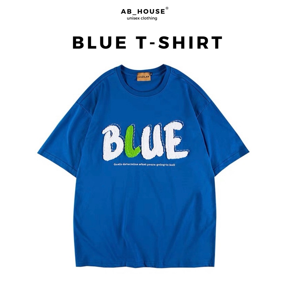 Áo thun tay lỡ BLUE form rộng unisex nam nữ (Ảnh thật/Có sẵn)