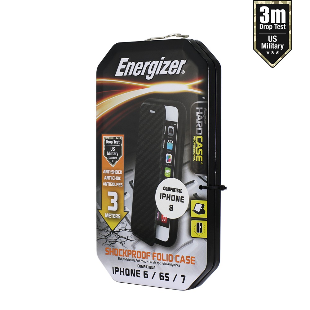 Combo sạc dự phòng 10,000mAh UE10053 + Bao gập Energizer carbon chống sốc 3m cho iPhone 6/7/8 - ENBOUL3MIP7CB