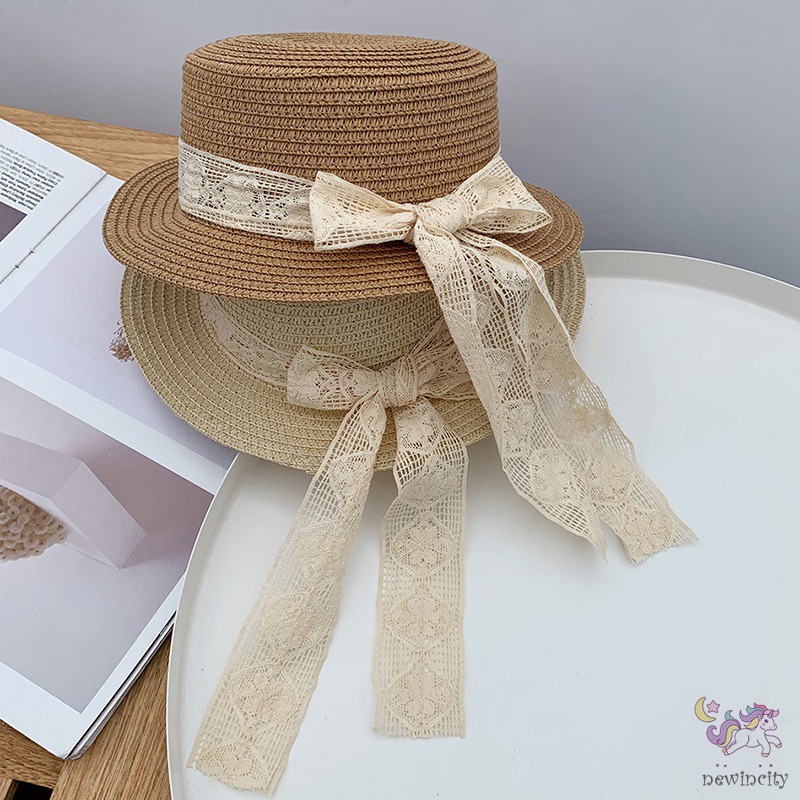 Mũ Cói Thắt Nơ Xinh Xắn Phong Cách Hàn Quốc Cho Bé Gái