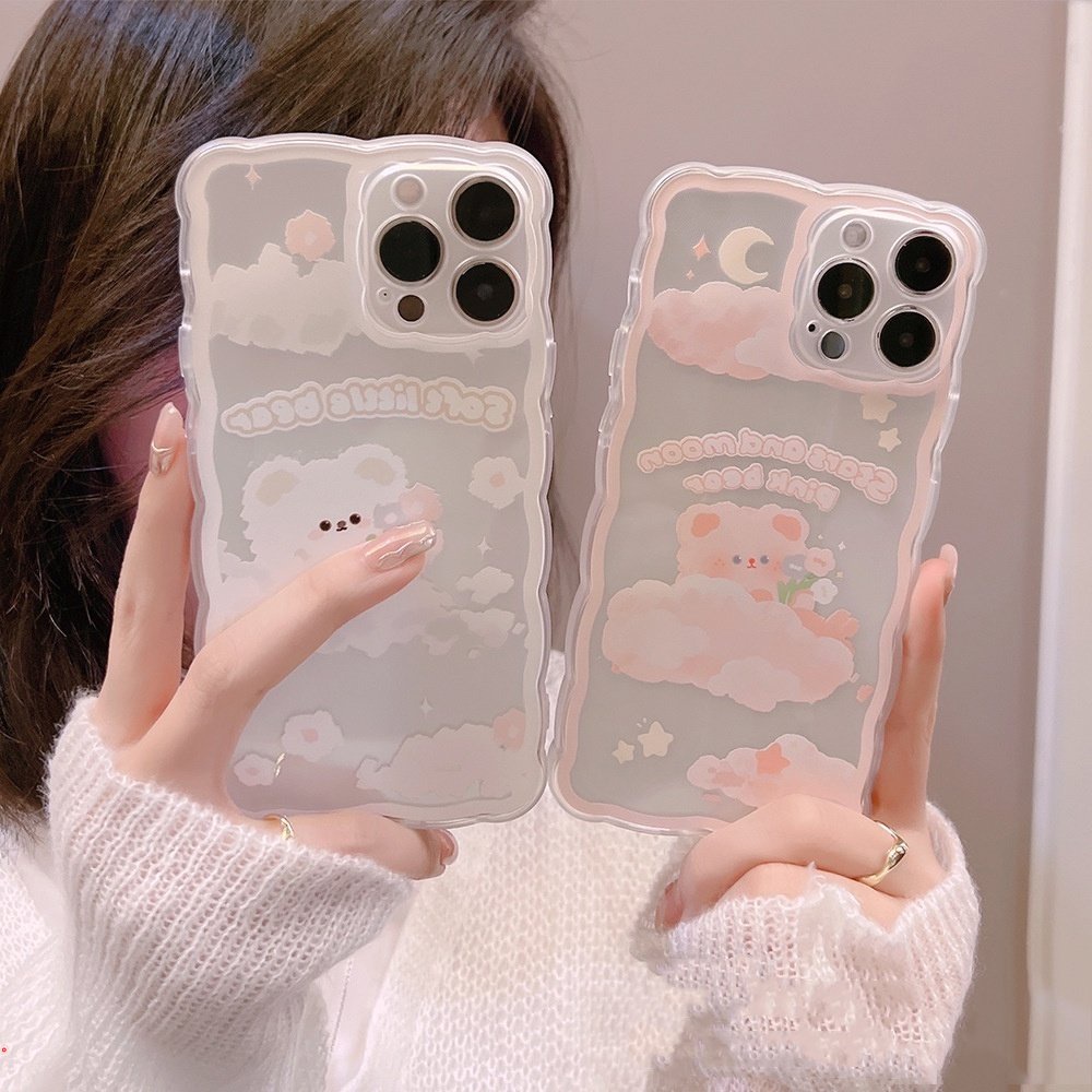 Ốp Lưng Phone Điện Thoại Hình Gấu Hồng Cho Tương Thích Với IPhone 11 12 13 Pro Max X Xr Xs Max