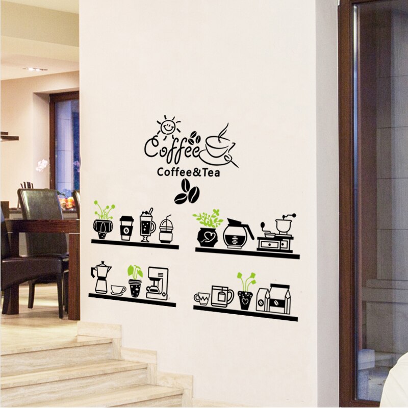 Đề Can Vinyl Nghệ Thuật Dán Tường / Kính Cửa Hàng Cà Phê / Trà Sữa Trang Trí Quán Cà Phê