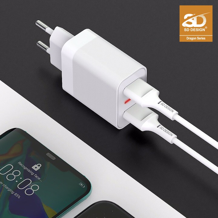 Bộ Củ+ cáp sạc  SD DESIGN HG01 chính hãng đầy đủ chân sạc lightning, TypeC, Micro cho mọi điện thoại Iphone, samsung,..