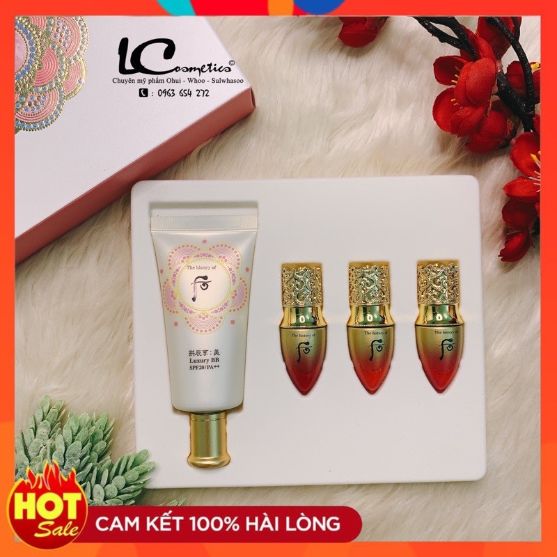 Kem nền Mi Luxury Bb cream Whoo 20ml🔱SET KHUYẾN MÃI🔱tặng kèm 3 thỏi son kem Whoo đỏ-cam-hồng siêu xinh-mịn mướt môi