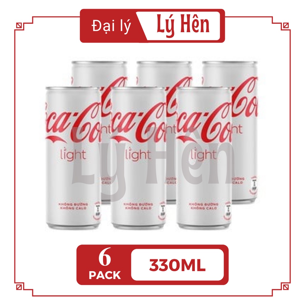 Lốc 6 Lon Nước Ngọt Có Gas Coca Cola Light Ít Đường Soft Drink Lon 330ml Date Luôn Mới