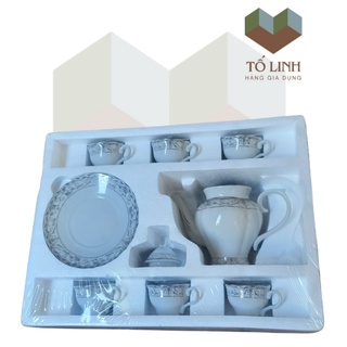 Bộ Ấm Tách Trà Sứ Hoa 7 Đĩa,Bộ Bình Trà Sứ Hoa 7 Đĩa