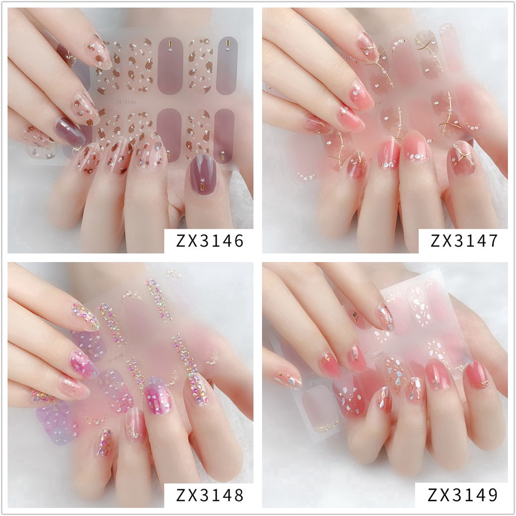 Miếng dán móng tay nghệ thuật 3D màu gradient ZX3132-3149