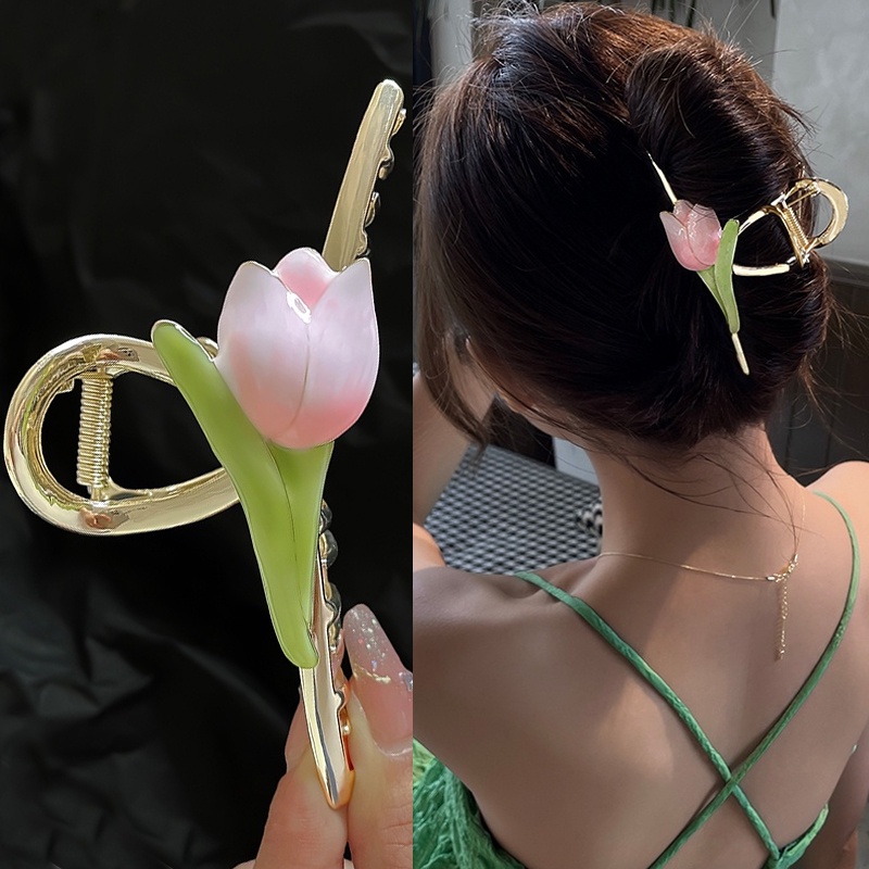 Kẹp Tóc Hình Hoa Tulip Cỡ Lớn Thanh Lịch Cho Nữ