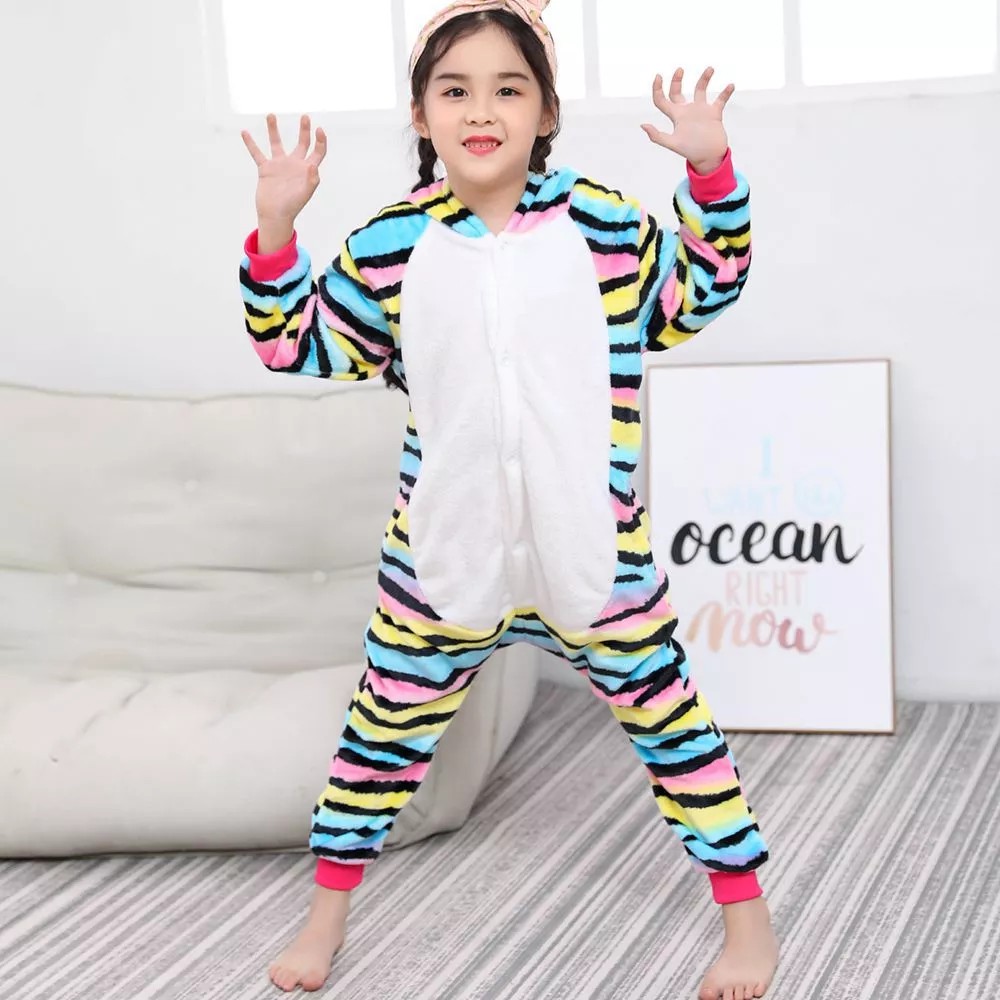 Pajama dạng áo liền quần vải nỉ mỏng nhiều màu sắc cho bé 3-13 tuổi