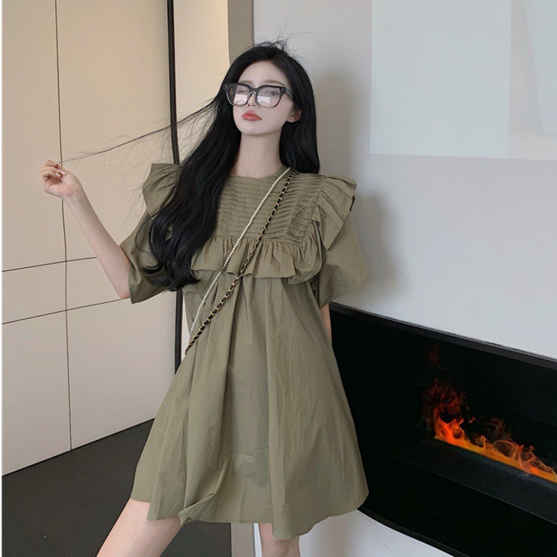 Đầm Xòe Xếp Ly Dáng Rộng Màu Trơn Phong Cách Hàn Quốc Thời Trang Mùa Hè Màu Sắc  váy