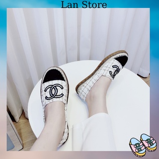 Giày lười slip on nữ vải đẹp cao cấp giá rẻ đế cao su - GL35