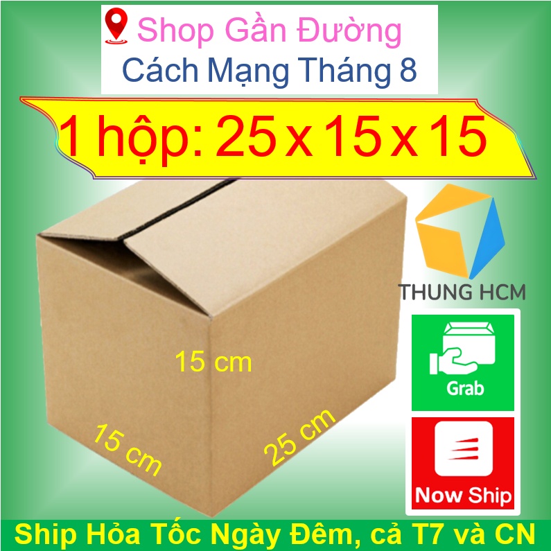 Hộp carton gói hàng 25x15x15 thùng carton gói hàng thunghcm H14