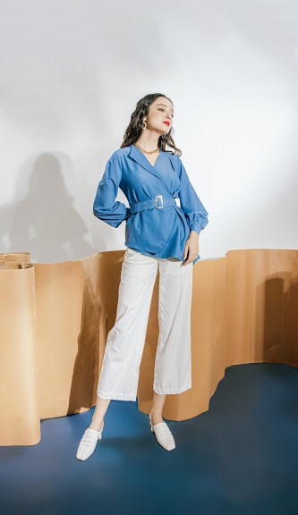 Quần ống suông 1 ly chéo