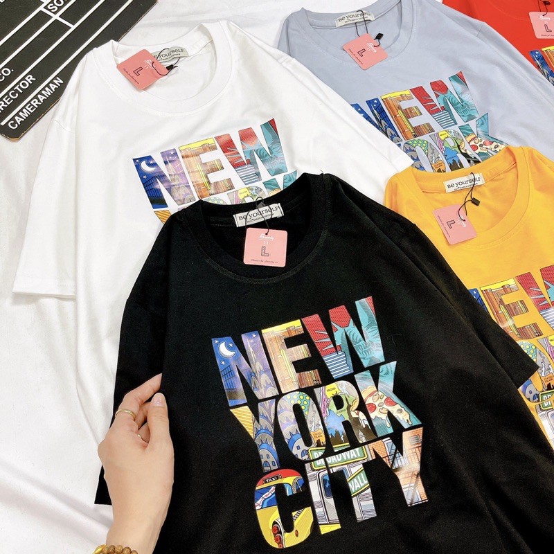 Áo Thun PHÔNG NAM NỮ Tay Ngắn UNISEX in Decal CHỮ NEW YORK CITY - Hình chụp thật