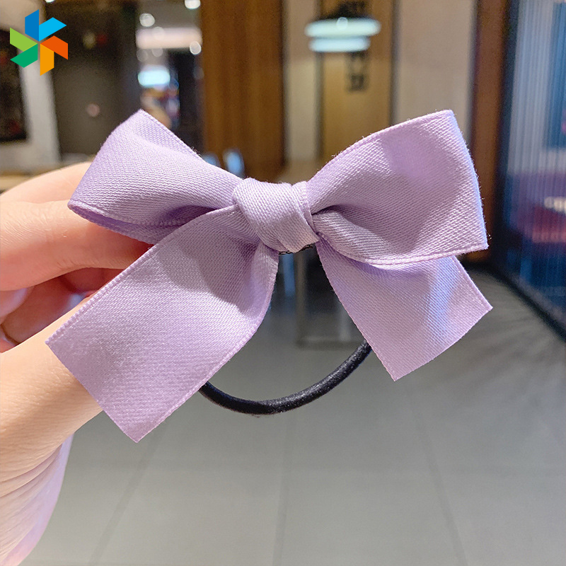 Net Red Retro Satin Bow Hair Rope Sweet and Versatile Ribbon Hair Tie Soft Girl Double Ponytail Head JP6