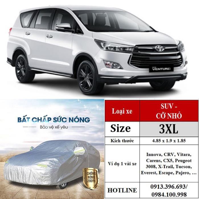 Bạt phủ xe hơi, ô tô tráng nhôm cao cấp cho xe 4,5,7, bán tải dành cho các hãng xe: Toyota-Hyundai-Ford-Mazda-Kia,... z