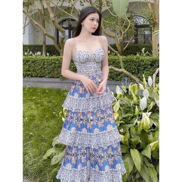 Đầm Maxi 2 Dây Đi Biển, Váy Maxi Dập Ly IVA06, Chất  Lụa Dập Ly, Họa Tiết Thổ Cẩm, Cho Dáng Dài Miên Man