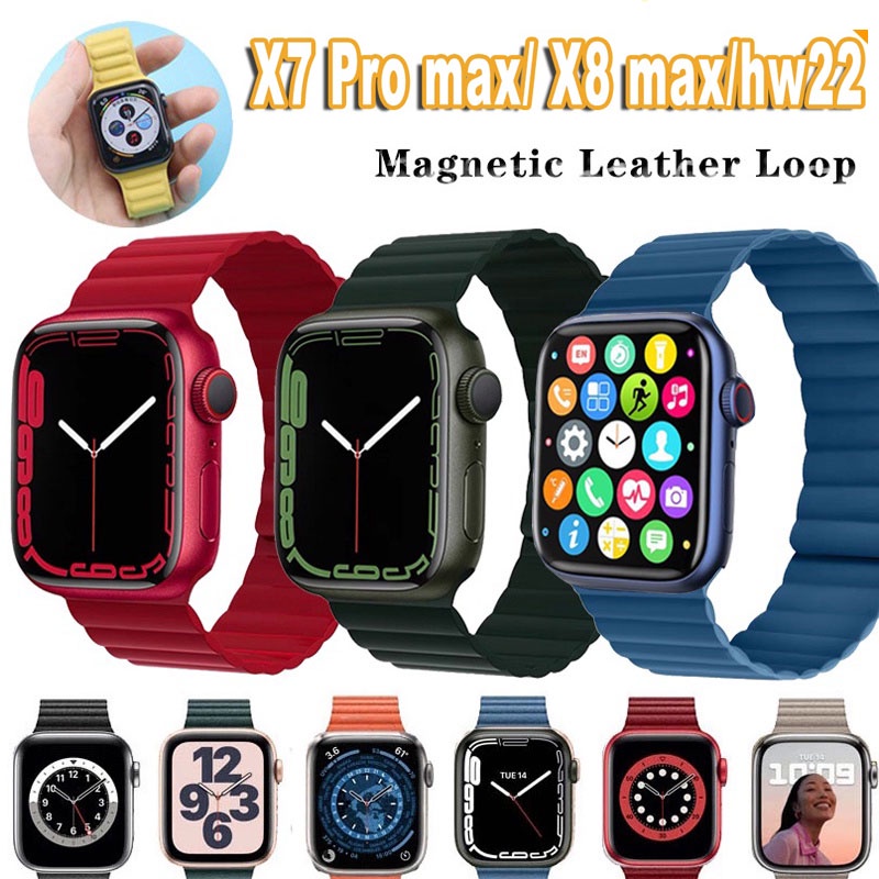 Dây Đeo Bằng Da Thật Có Khóa Nam Châm Cho Đồng Hồ Thông Minh X7 Pro max X8 max hw22 X8 max