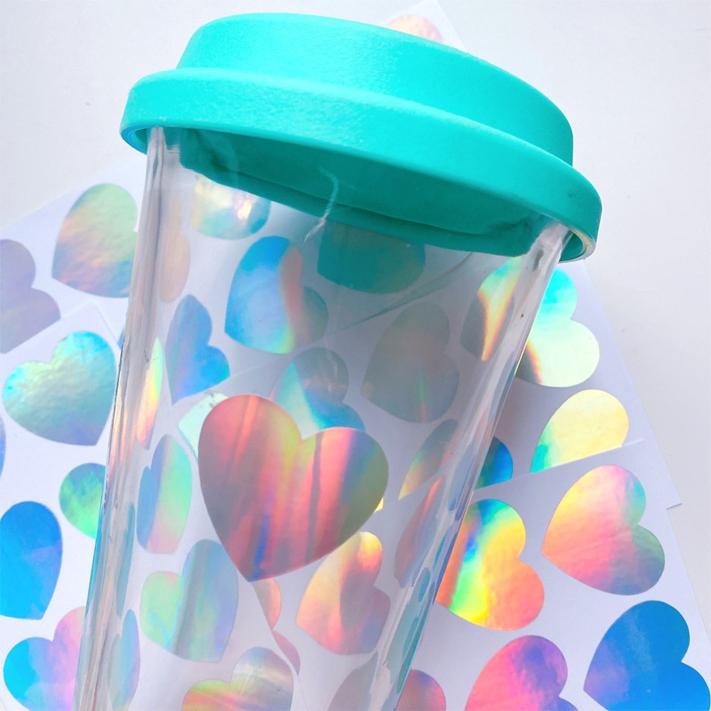 100 Cái / gói Nhãn Dán Tùy Chỉnh Hình Trái Tim Giấy Laser Niêm Phong Dán Thêu Sò Miếng Dán Envelop Trang Trí Nhãn Tùy Chỉnh