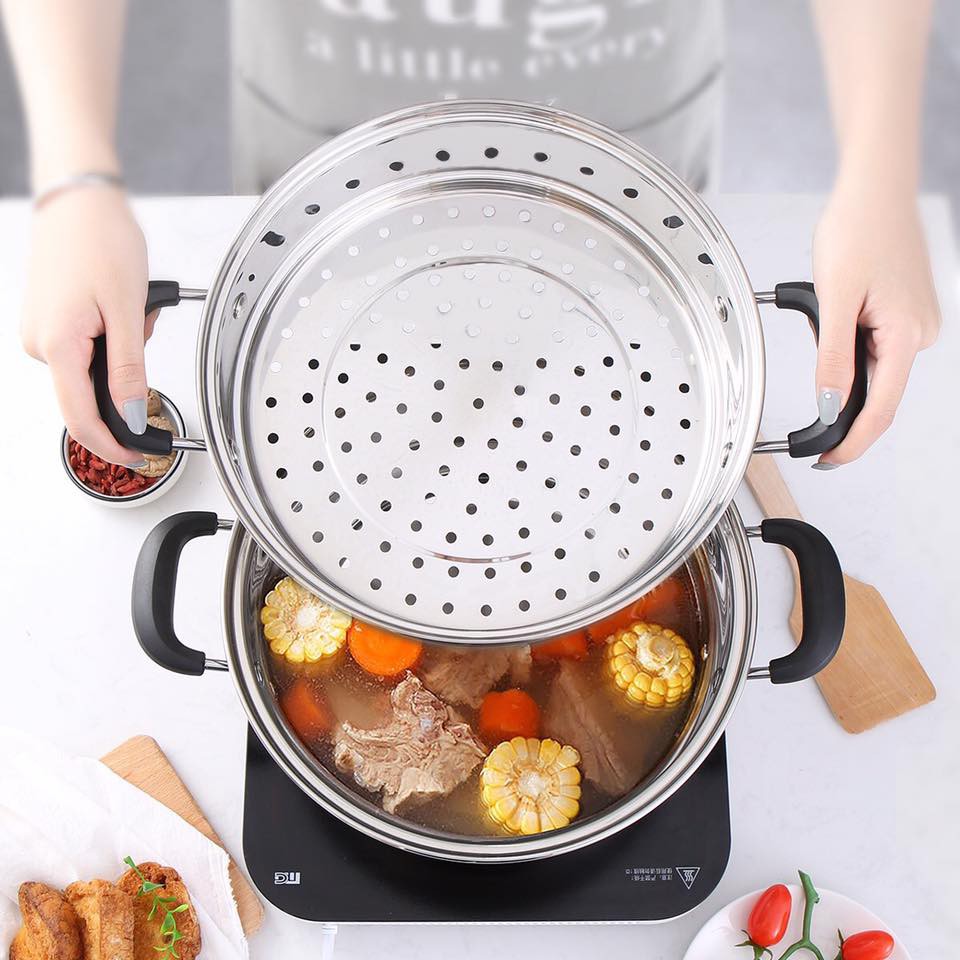 ⭐️✨Nồi kèm xửng hấp Inox 304 26cm Lock&amp;Lock⭐️✨ - giúp việc nấu nướng dễ dàng - XÀI ĐƯỢC BẾP TỪ