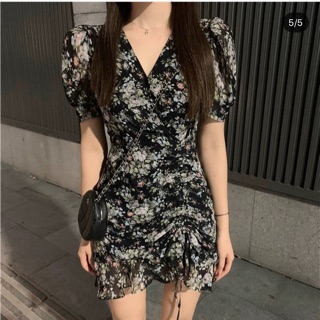 Váy voan hoa có dây nhúm điều chỉnh