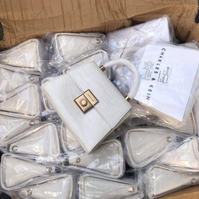 Túi da rắn quai xách màu trắng cnk sz21