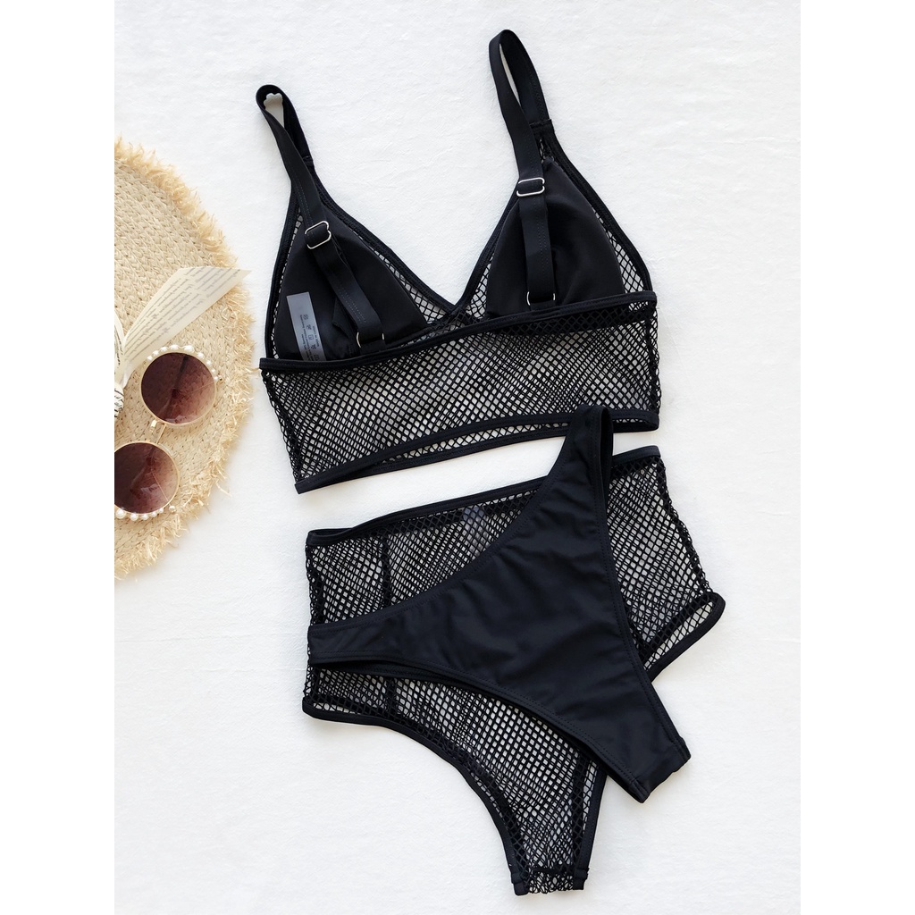 Bộ đồ bơi ba mảnh phối lưới màu đen thời trang quyến rũ cho nữ
 | BigBuy360 - bigbuy360.vn