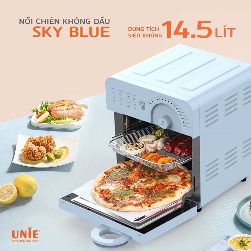 NỒI CHIÊN KHÔNG DẦU UNIE SKY BLUE 14,5L 1700W CHIÊN NƯỚNG ĐA NĂNG CHẤT LƯỢNG CAO