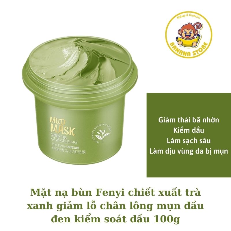 Mặt nạ trà xanh bùn non giảm lỗ chân lông mụn đầu đen kiểm soát dầu nhờn cho da BANANA | BigBuy360 - bigbuy360.vn