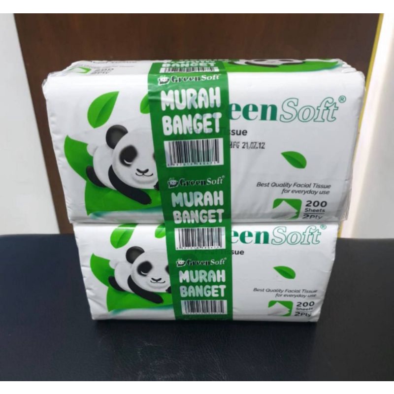 Bộ 200 Tờ Khăn Giấy Gấu Trúc Mềm Mại Màu Xanh Lá Cây