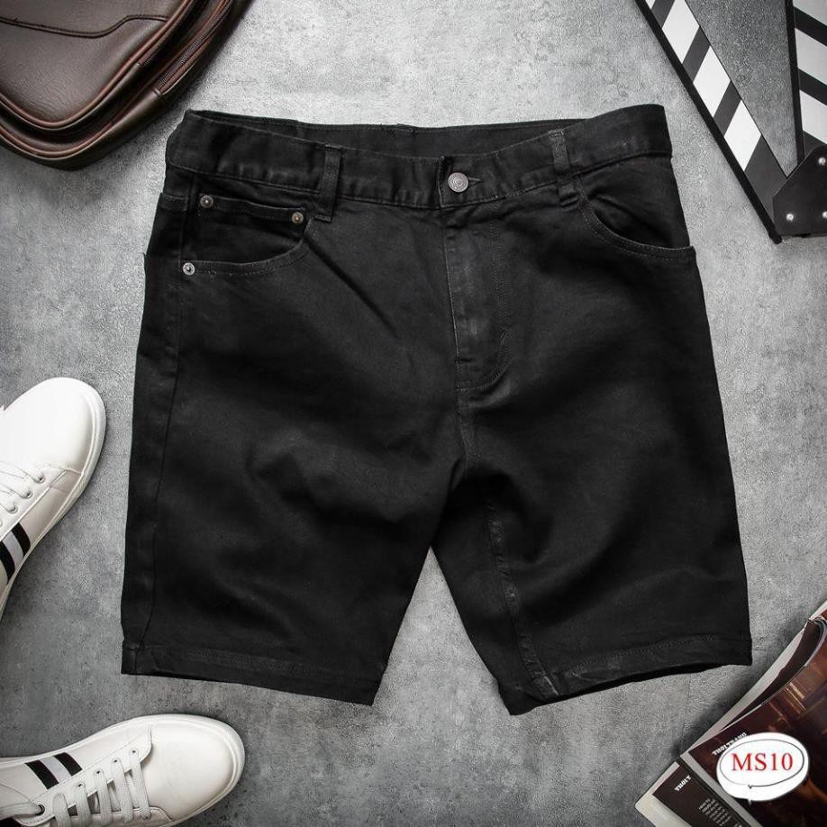 [Mã FAMAYMA2 giảm 10K đơn 50K] Quần short jean nam đen co giãn vải cotton cao cấp mặc thỏa mái Size từ 50-80kg