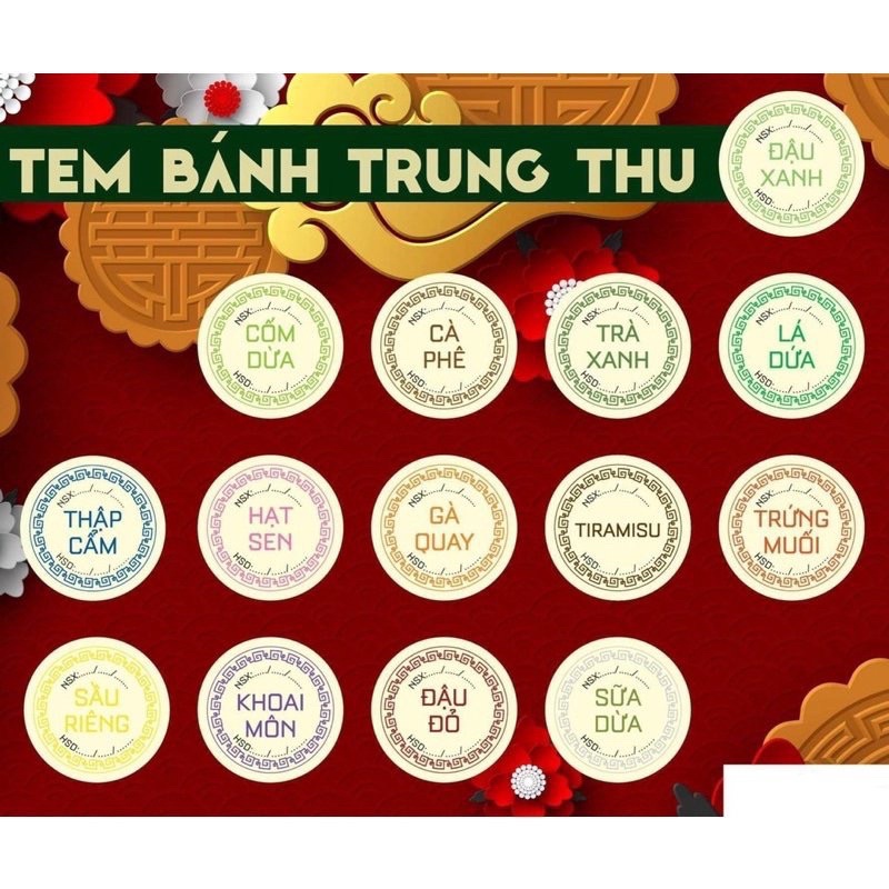 Tem dán nhân bánh trung thu hình tròn 3cm (20c/tờ)