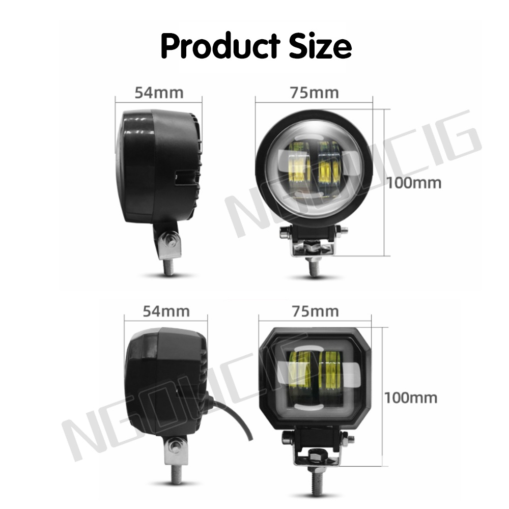 Đèn Pha LED Tròn / Vuông Siêu Sáng Hình Đôi Mắt Thiên Thần 20W Dành Cho Xe Hơi SUV