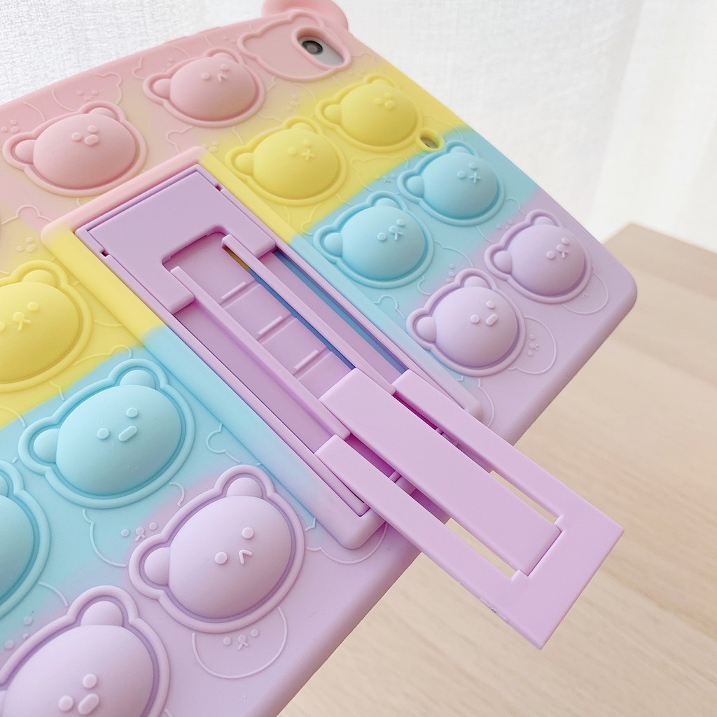 Ốp Máy Tính Bảng Silicon Mềm Hình Gấu Và Cầu Vồng Cho ipad234 2019pro/2020/2018/2017/mini12345/air12