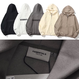 Áo hoodie zip ESSENTIAL nỉ lót lông cao cấp in cao su nổi có phản quang
