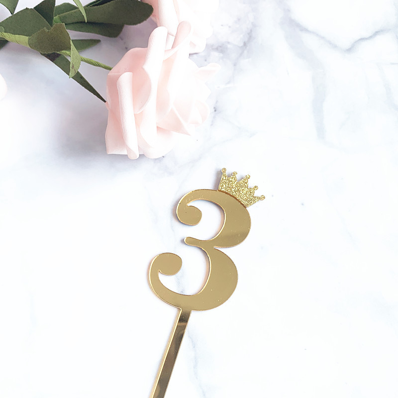 Crown Cake Topper Số [ HÀNG BÁN CHẠY ] Que Cắm Số trang trí bánh kem, bánh sinh nhật