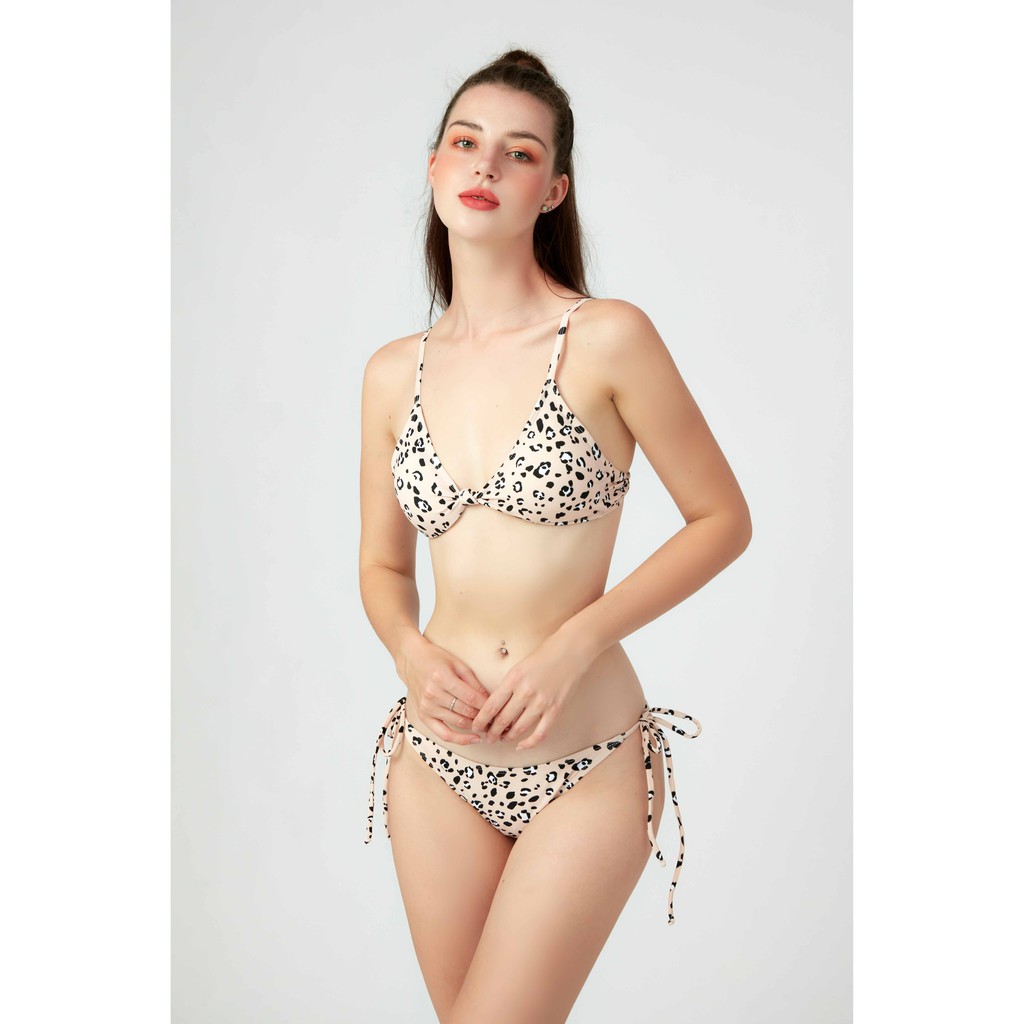 Đồ bơi Nữ BIKINI PASSPORT kiểu hai mảnh hai mảnh áo thắt nút- màu Da báo - BS297_LEO