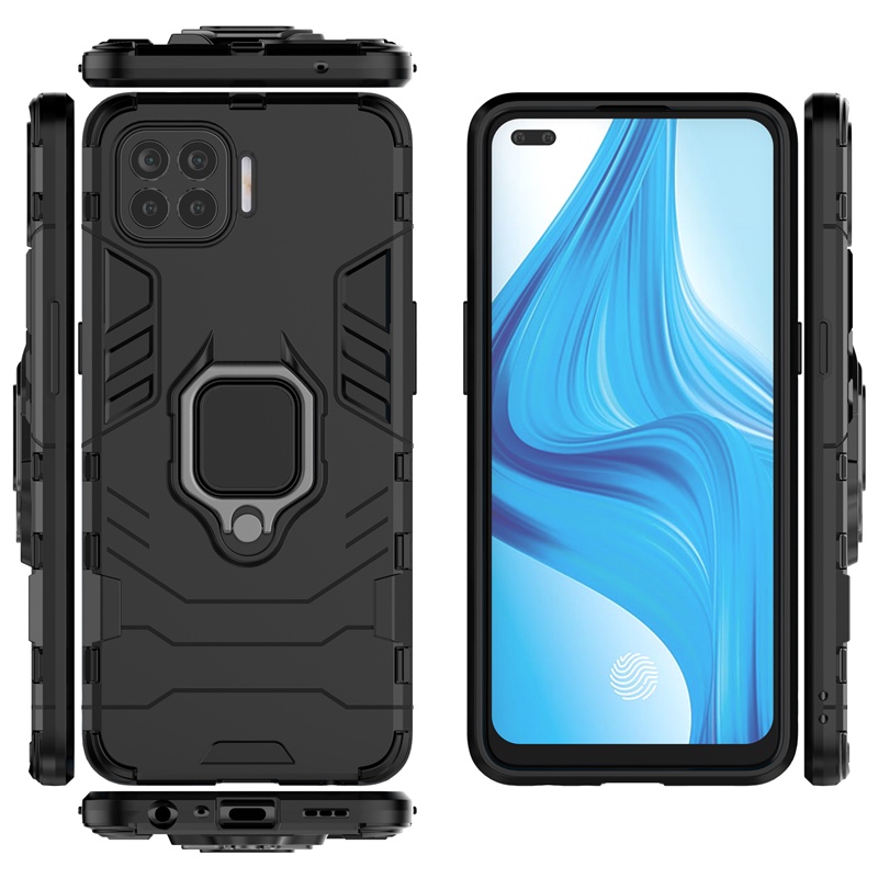 Ốp Điện Thoại Kiểu Giáp Iron Man Kèm Giá Đỡ Nhẫn Từ Tính Gắn Xe Hơi Cho Oppo A95 A94 A74 A93 A73 A55 A35 2021 A54 4G 5G