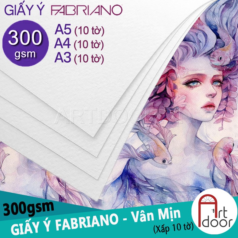 [ARTDOOR] Giấy vẽ màu Nước Ý FABRIANO 300gsm (vân mịn)