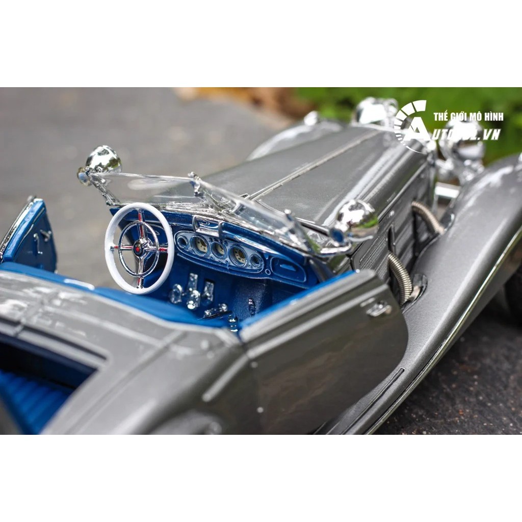 MÔ HÌNH XE MERCEDES BENZ 500K TYP SPECIAL ROADSTER 1936 GREY 1:18 MAISTO 3996