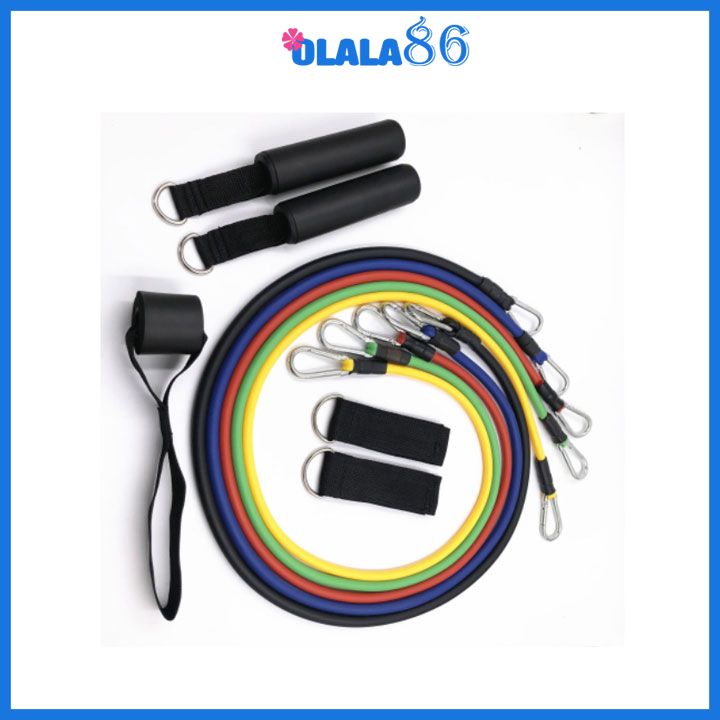 Dây ngũ sắc tập gym đa năng  Full Body Dây kháng lực tập Gym, dụng cụ tập gym tại nhà - móc gài  OLALA 86